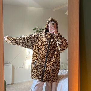 👁️‍🗨️8$sale👁️‍🗨️Iconic Leopard Print Hooded Jacket